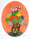 オレンジの背景の花束
