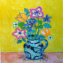 黄色い背景のチューリップの花束