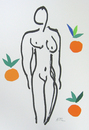オレンジと裸婦