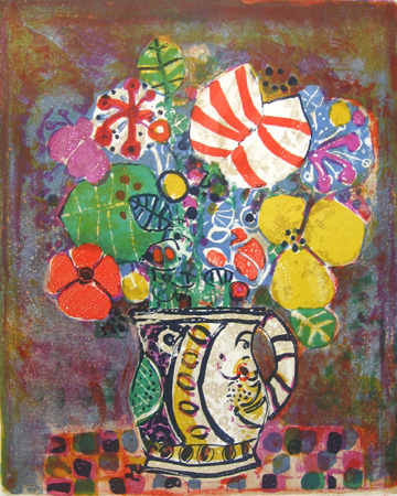紫の背景の花束