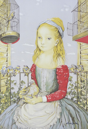 鳩を抱く少女 ｜絵画販売・購入.net｜版画・リトグラフ【アトリエドパリ】